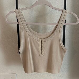 Aerie Cream Ribbed Tank Top